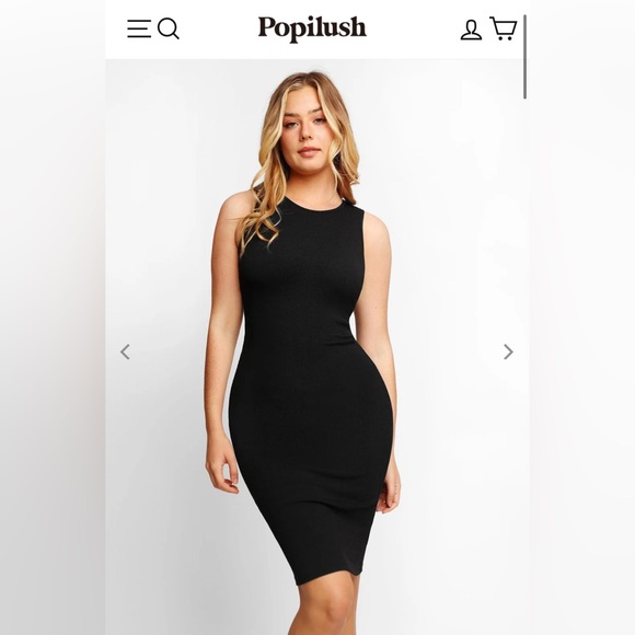POPILUSH Shapewear Modal Tummy Control Midi Dress - Picture 1 of 3